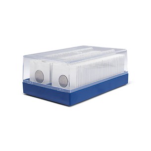 Plastic box KRBOX for 100 coin holders, blue