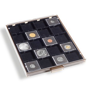 MB coin box for Quadrum 20 square Compartments, smoke-coloured with black insert