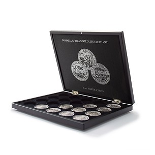 Volterra Uno - Presentation case for 20 silver coins ‘Somalia Elephant’ in capsules