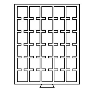 MB coin box with 30 square Compartments, 38 x 38 mm, smoke-coloured with black inlay