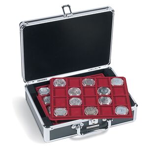 Cargo S6 coin case for 120x 10 and 20 euro coins in capsules, black / silver