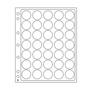 Encap Plastic sheets, clear pockets for 35 coins with a diameter between 26 and 27 mm