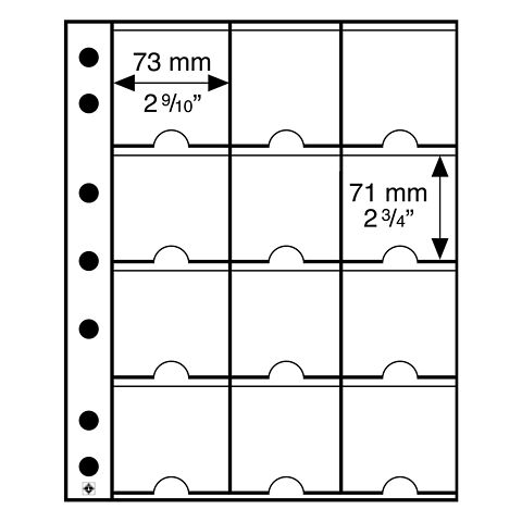 Plastic stock pages GRANDE with 12 spaces for coin holders online