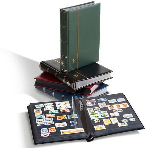 PREMIUM Stockbook with paddedleatherette cover black pages