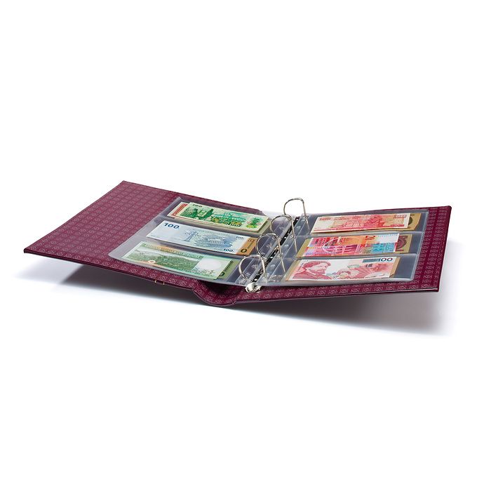 Grande ring binder in classic  design, incl. slipcase, red