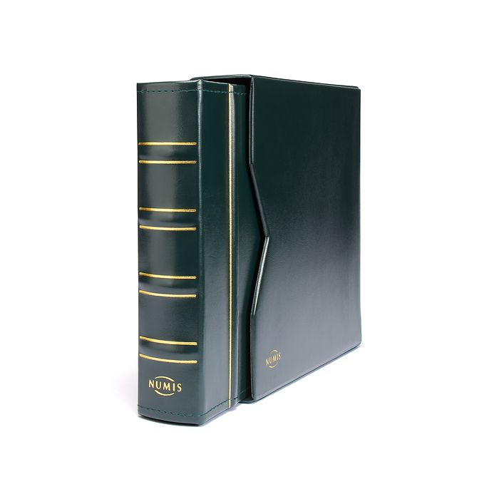 Numis coin album, classic design with slipcase incl. 5 different pockets, green