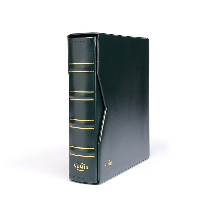 Numis coin album, classic design with slipcase incl. 5 different pockets, green