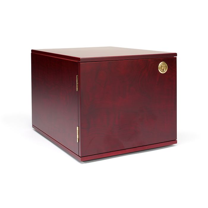 Cabinet coin box for 10 coin boxes, mahogany-coloured