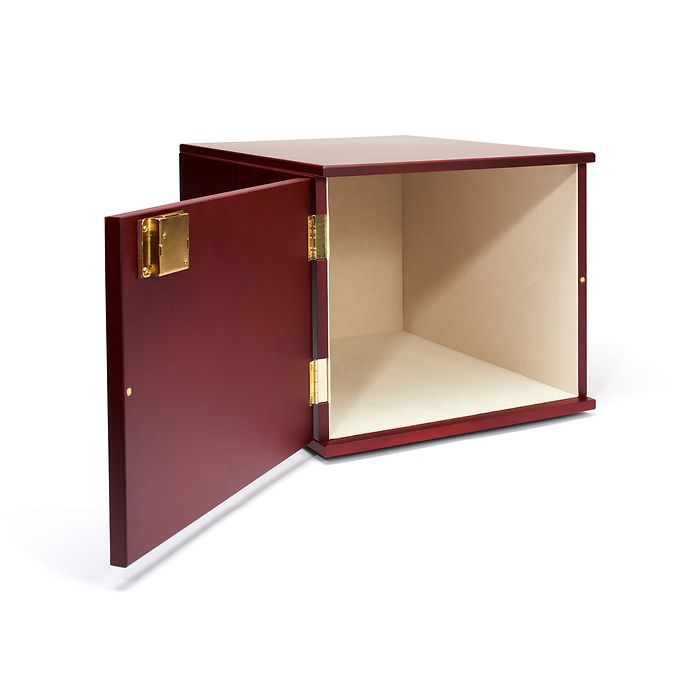 Cabinet coin box for 10 coin boxes, mahogany-coloured