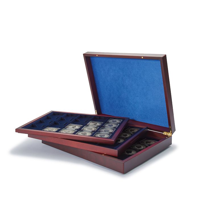 Volterra Trio - Presentation case, each for 20 Quadrum coin  capsules 50x50mm, blue