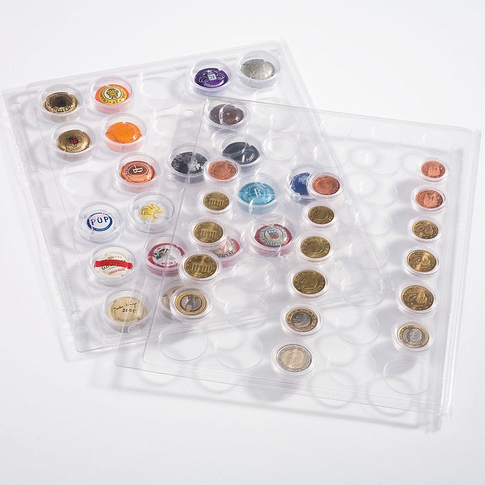 Encap plastic sheets, clear pockets for 42 champagne bottletops and bottlecaps