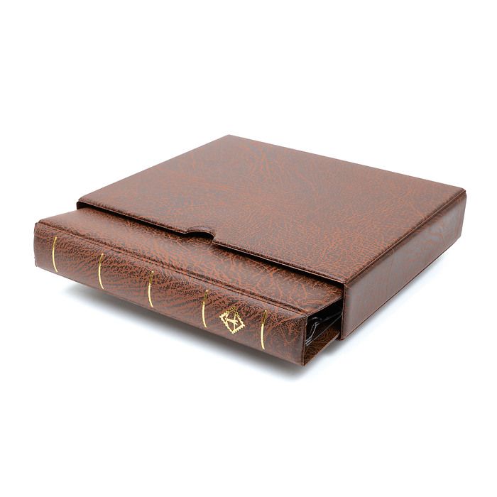 Optima F ring binder, incl. slipcase, brown