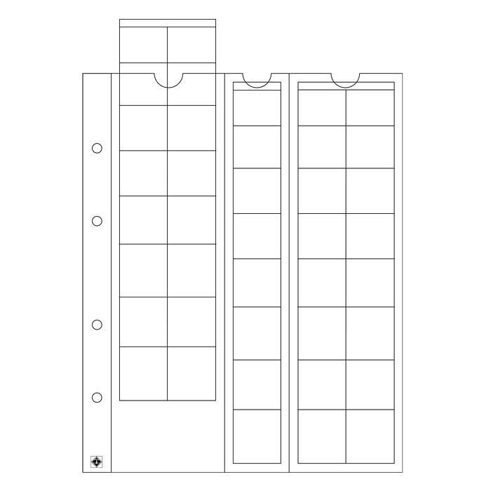 Optima coin sheets, for Euro Sets up to 26 mm Ø, clear