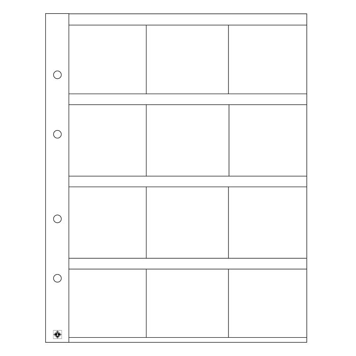 Optima coin sheets, for 12 coin Holders 50x50 mm, clear