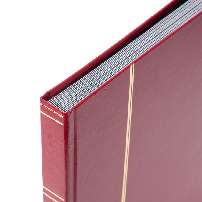 Basic stockbook, DIN A4, 32 black pages, unpadded cover, red