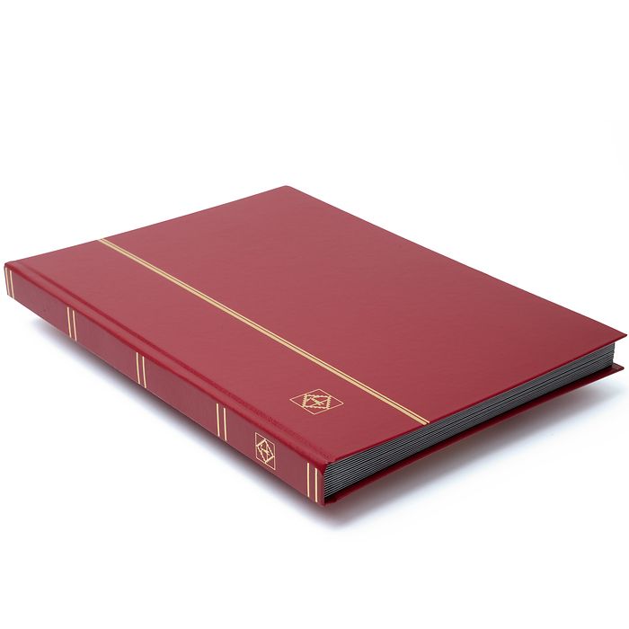 Basic stockbook, DIN A4, 32 black pages, unpadded cover, red