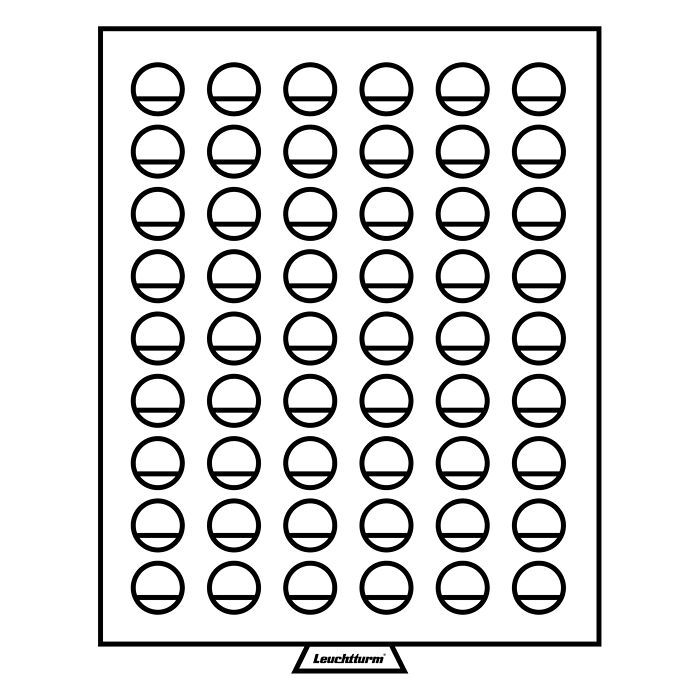 MB coin box with 54 round Compartments with 26 mm, smoke colour