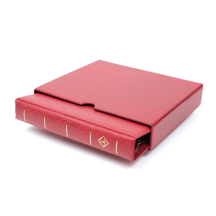 Optima F ring binder, incl. slipcase, red