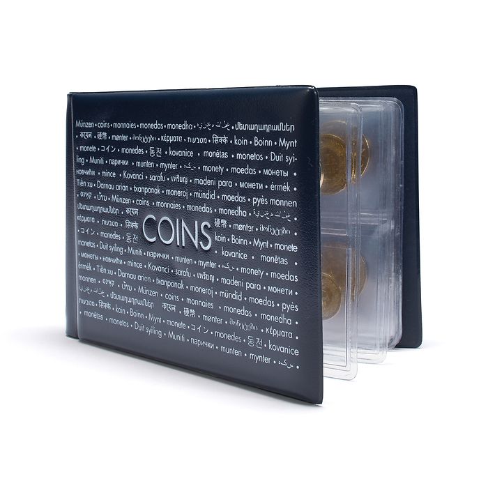 Coin wallet ROUTE with 8 coin  sheets each for 6 coins, blue