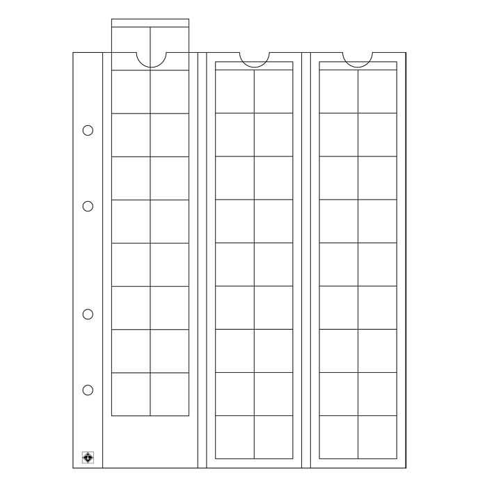 Optima coin sheets, for 54 coins up to 20 mm Ø, clear