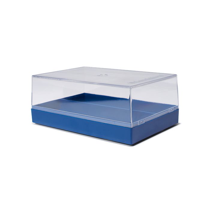 Plastic box for 100 coin holders, blue