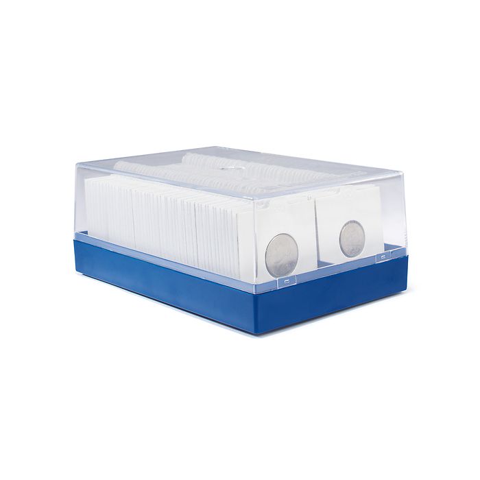 Plastic box KRBOX for 100 coin holders, blue