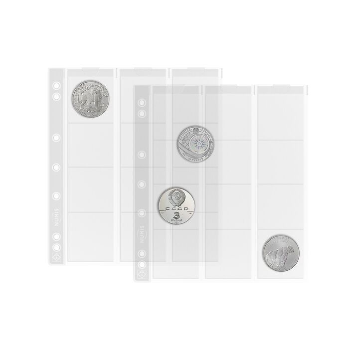 Numis coin sheets, 12 pockets   up to 44 mm Ø, Pack of 5