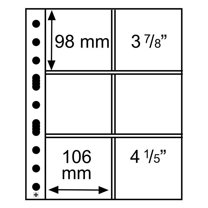 Grande plastic sheets with 6 pockets in 106x98 mm format, crystal clear, pack of 5