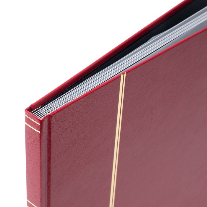 Basic stockbook, DIN A4, 16 black pages, unpadded cover, red