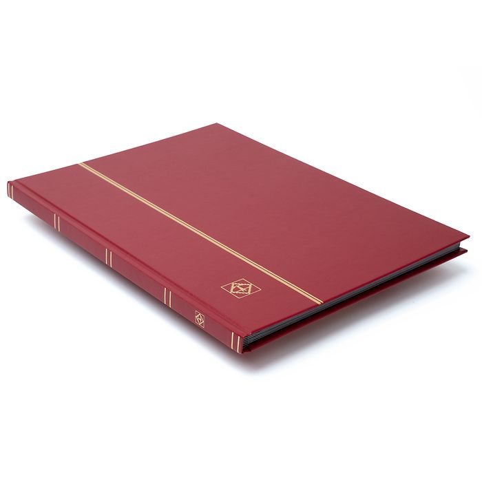 Basic stockbook, DIN A4, 16 black pages, unpadded cover, red