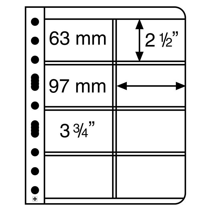 Vario plastic sheets with 8 dividers, for telephone cards, crystal clear, pack of 5