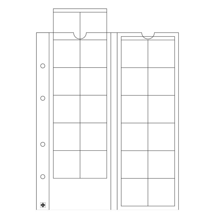 Optima coin sheets, for 24 coins up to 34 mm Ø, clear