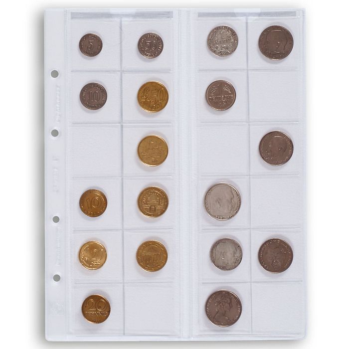 Optima coin sheets, for 24 coins up to 34 mm Ø, clear