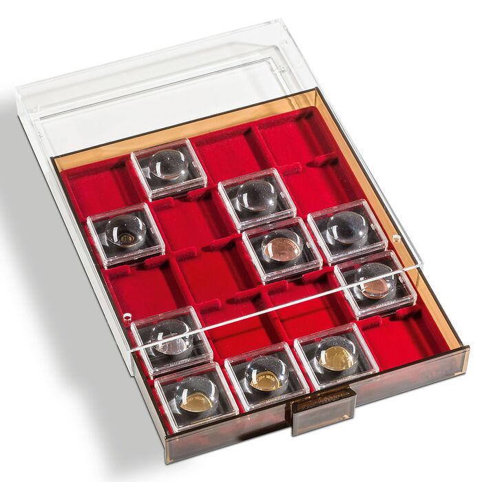 MB coin box with variable Compartments, smoke colour