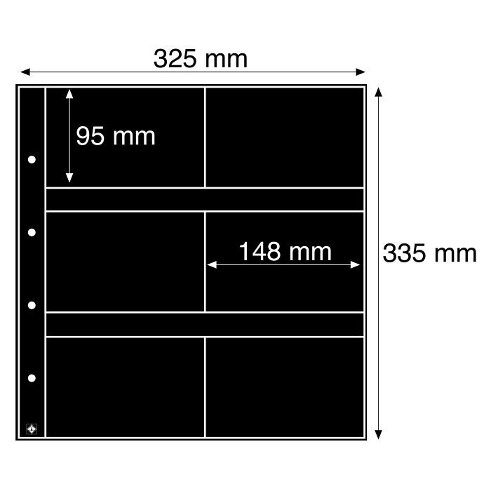 Maximum plastic sheets, for old postcards, landscape format, black