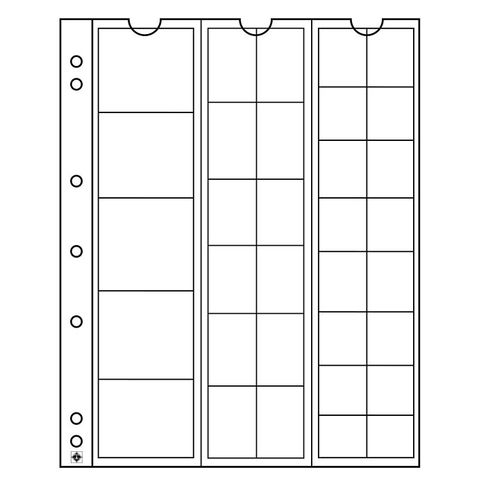 Numis coin sheets, 33 pockets   for Diverse Ø, Pack of 5