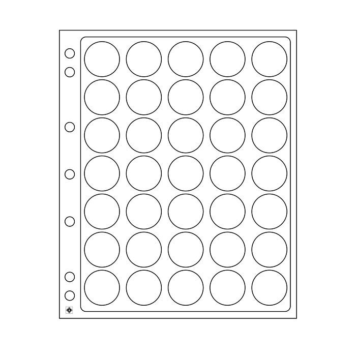 Encap Plastic sheets, clear pockets for 35 coins with a diameter between 26 and 27 mm