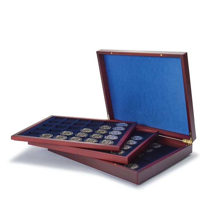 Volterra Trio - Presentation case, each with 30 square  divisions for coins up to 39 mm Ø