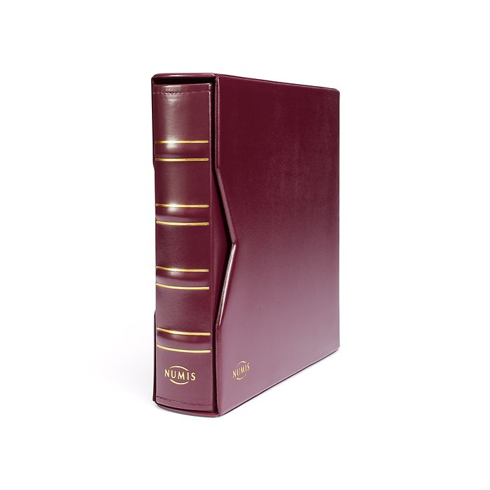 Numis coin album, in classic design with slipcase incl. 5 different pockets, red