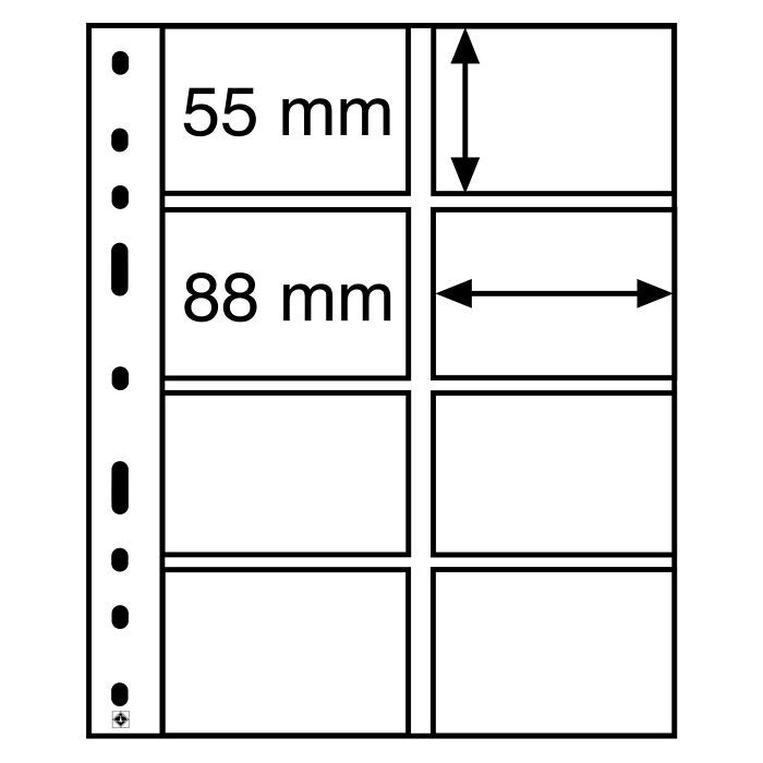 Optima plastic sheets with 8 dividers, crystal clear, pack of 10