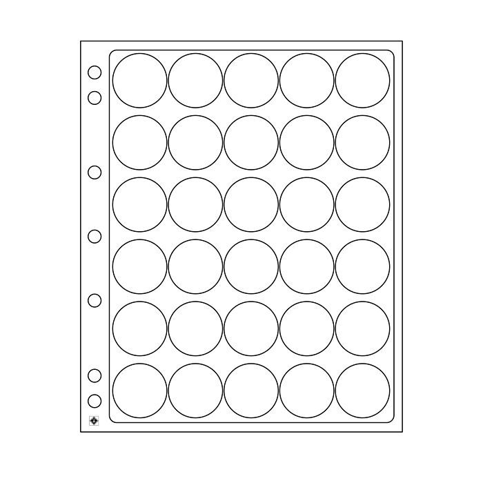 Encap Plastic sheets, clear pockets for 30 coins with a diameter between 32 and 33 mm