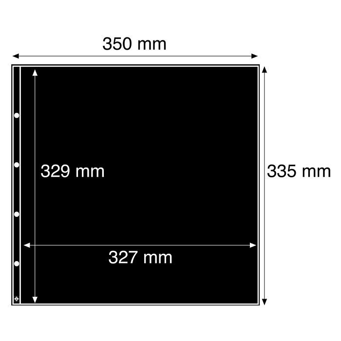 Maximum plastic sheets, for mint sheets open along top and on punched hole side, black