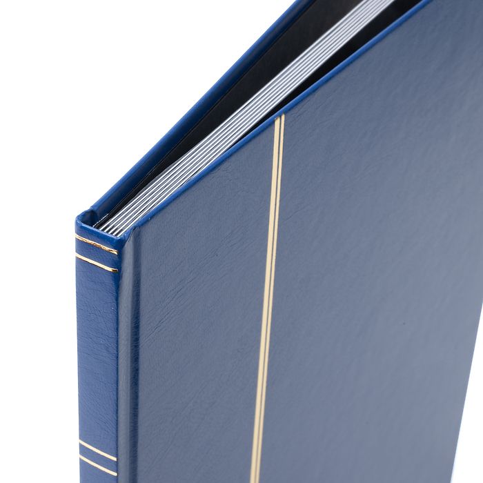 Basic stockbook, DIN A4, 16 black pages, unpadded cover, blue