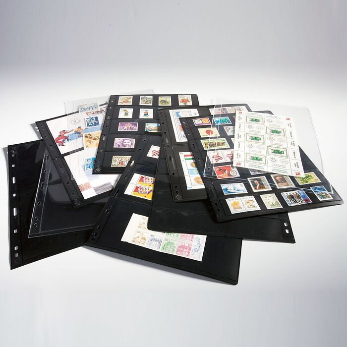 Plastic pockets VARIO, 2-way division, vertically divided, black film