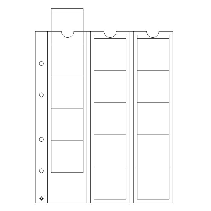 Optima coin sheets, for 15 coins up to 42 mm Ø, clear