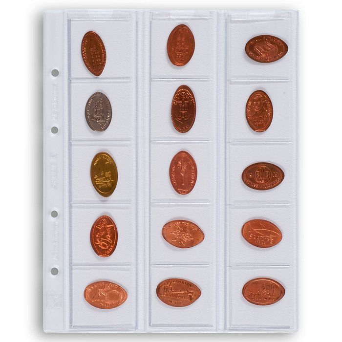 Optima coin sheets, for 15 coins up to 42 mm Ø, clear