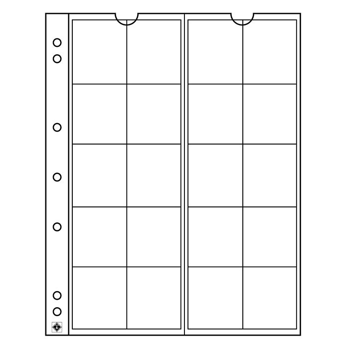 Numis coin sheets, 20 pockets  up to 34 mm Ø, Pack of 5