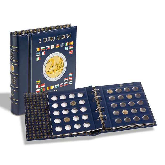 VISTA Coin Album for 2-Euro coins (4 neutral sheets), incl. slipcase, blue  online
