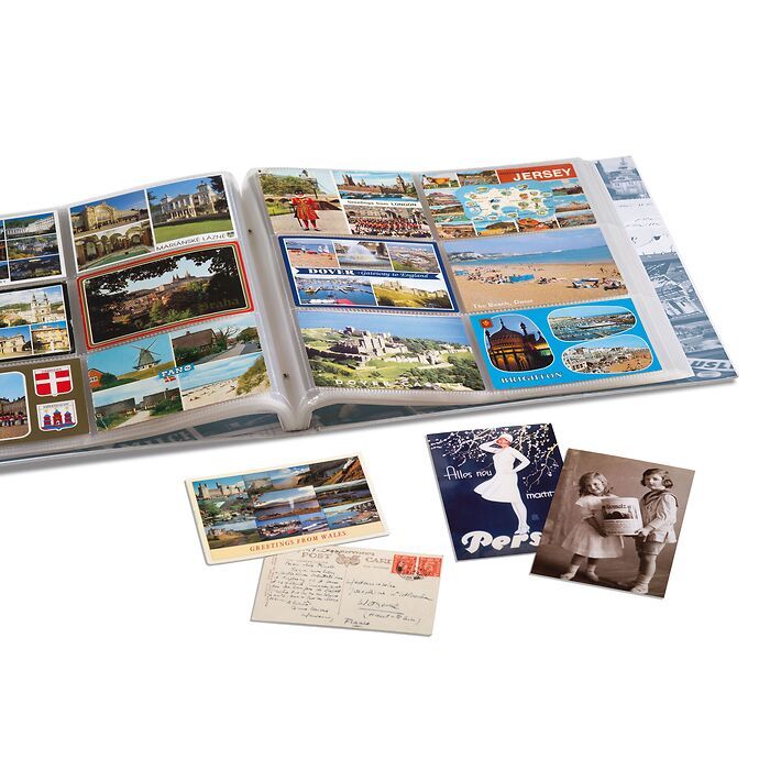 Postcards album for 600 postcards, incl. 50 hard-bound transparent sleeves