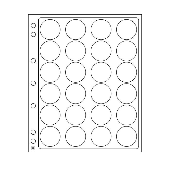 Encap Plastic sheets, clear pockets for 24 coins with a diameter between 34 and 35 mm